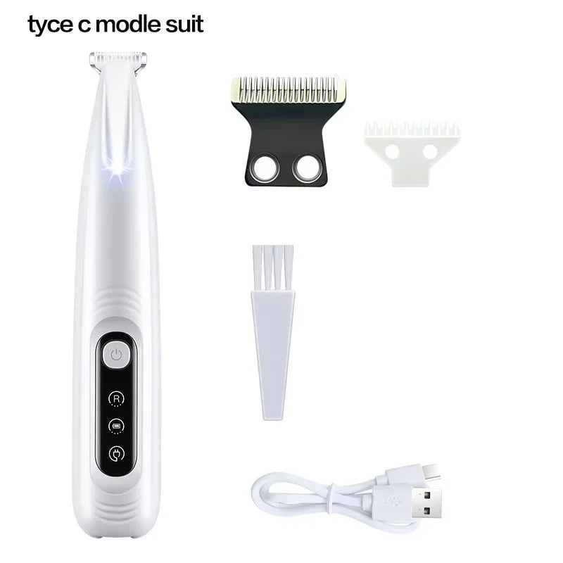 Rechargeable Pet Hair Trimmer for Dogs & Cats – Quiet Grooming Clippers for Fur & Paws with LED Light