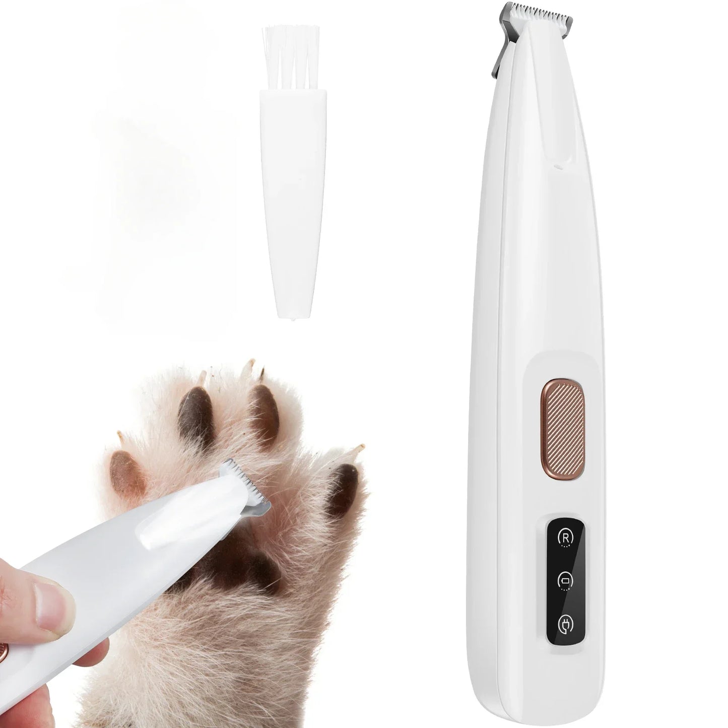 Rechargeable Pet Hair Trimmer for Dogs & Cats – Quiet Grooming Clippers for Fur & Paws with LED Light