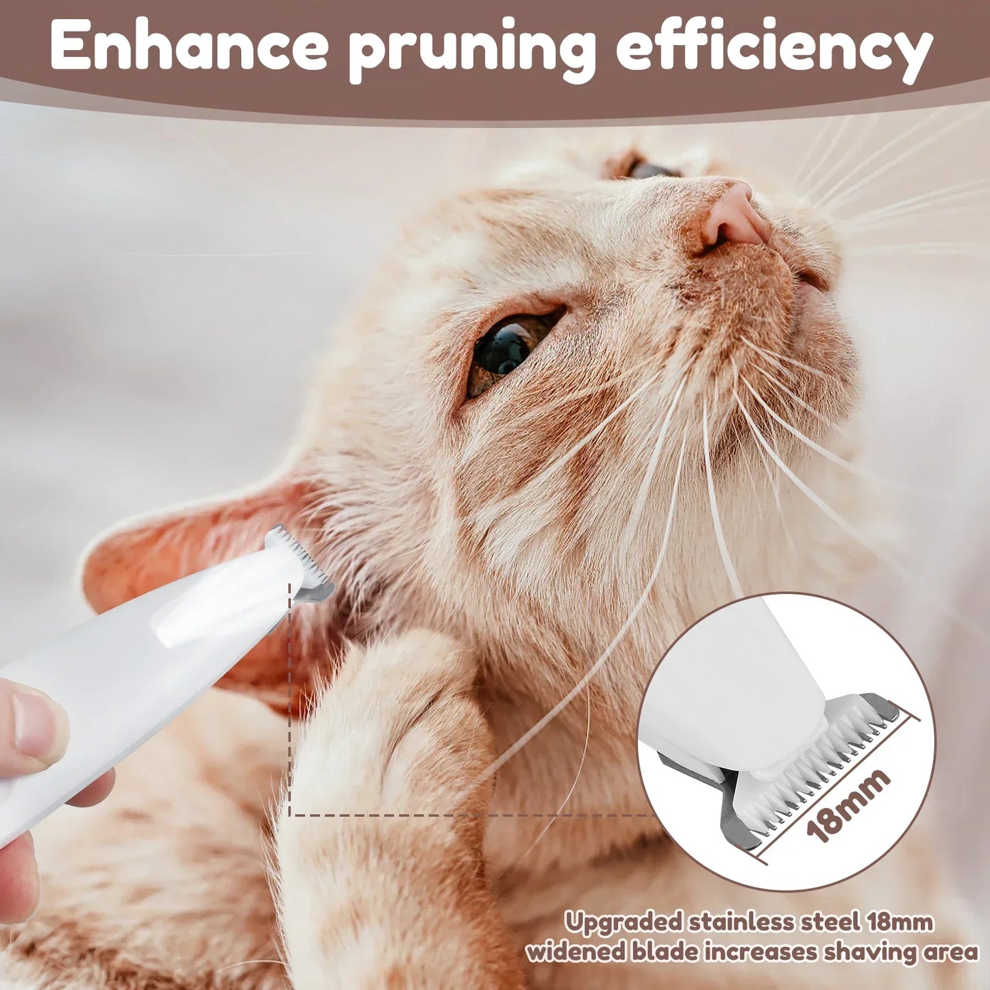 Rechargeable Pet Hair Trimmer for Dogs & Cats – Quiet Grooming Clippers for Fur & Paws with LED Light