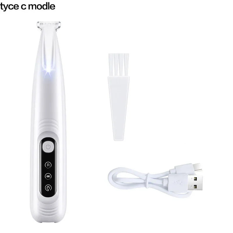 Rechargeable Pet Hair Trimmer for Dogs & Cats – Quiet Grooming Clippers for Fur & Paws with LED Light