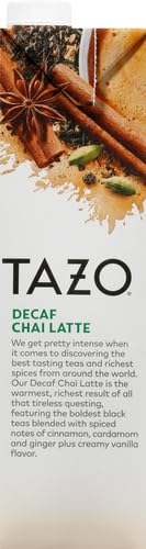 Decaf Chai Latte, Black Tea Concentrate, Easy-To-Serve Chai Tea for Everyday Lattes, Hot or Iced Tea and Mocktails, 32 Oz Tea Mix Carton