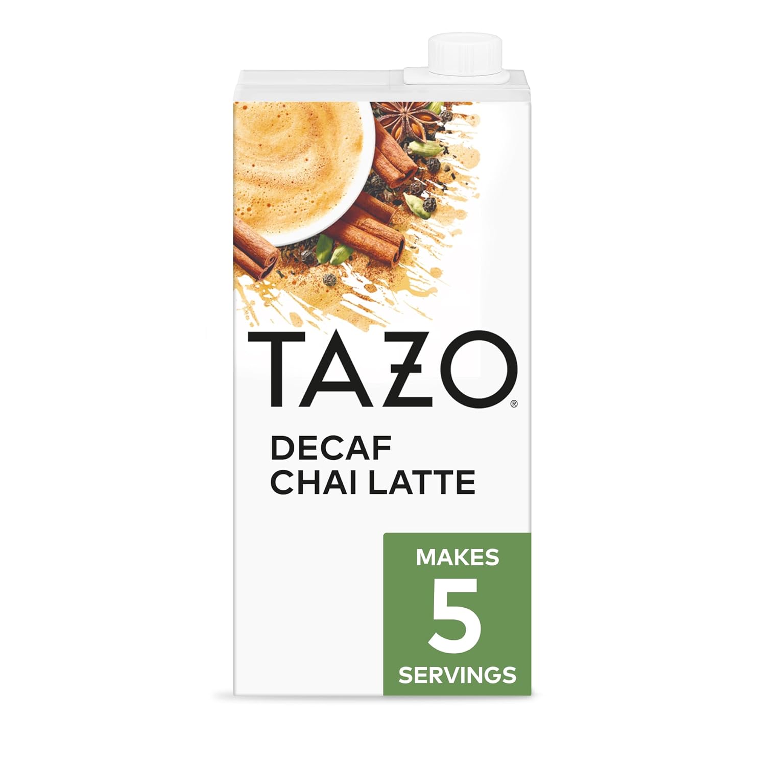 Decaf Chai Latte, Black Tea Concentrate, Easy-To-Serve Chai Tea for Everyday Lattes, Hot or Iced Tea and Mocktails, 32 Oz Tea Mix Carton