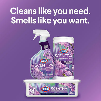 Scentiva Disinfecting Wet Mop Pad, Disposable Mop Heads, Multi-Surface Floor Wipes, Lavender and Jasmine, 2 Packs, 24 Wet Refills per Pack (Package May Vary)