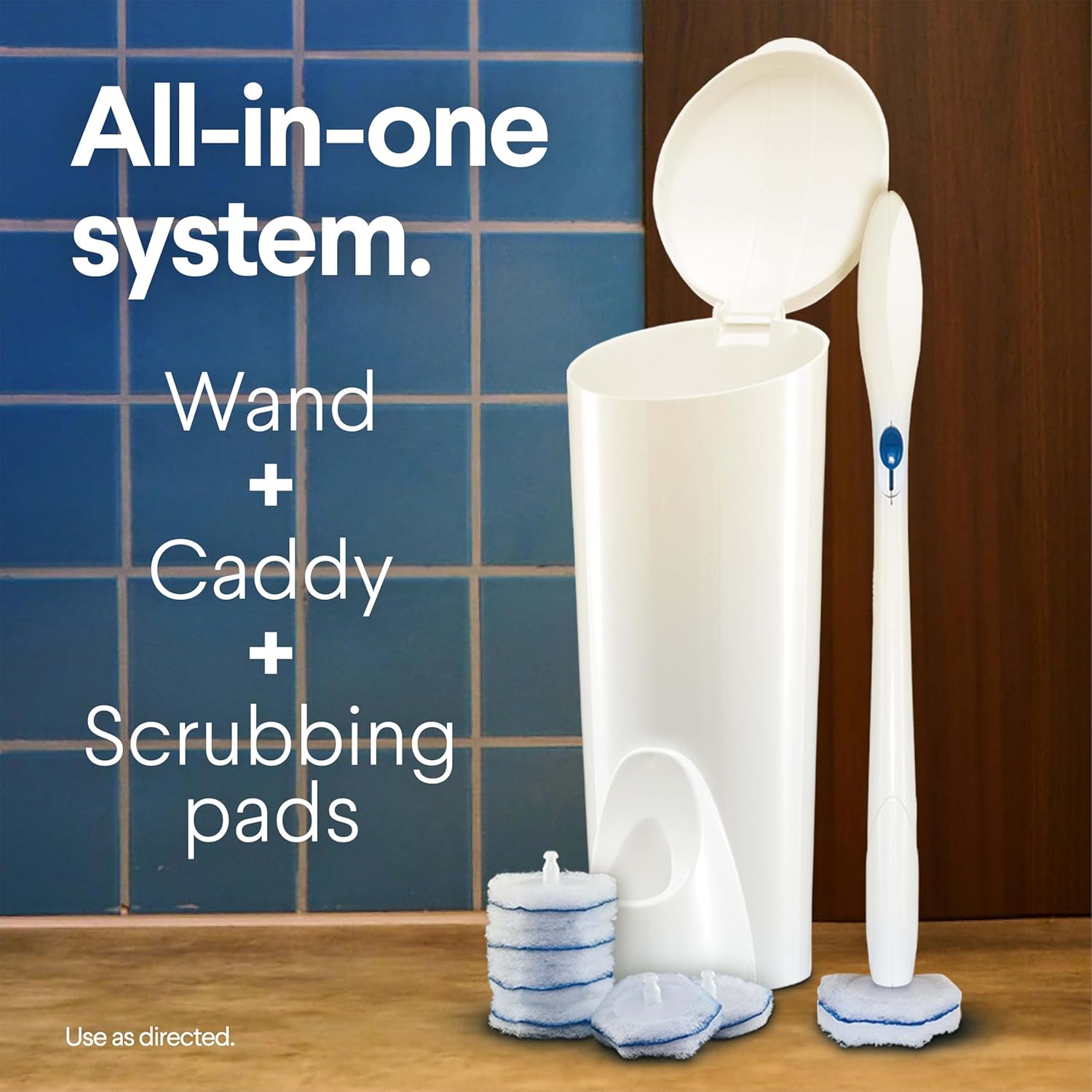 Toiletwand Toilet Bowl Cleaner- Toilet Brush, Storage Caddy and 6 Disinfecting Refill Heads