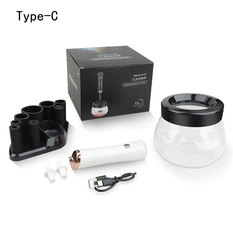 Makeup brush cleaning and drying machine