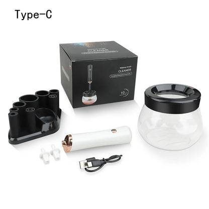 Makeup brush cleaning and drying machine