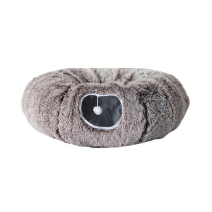Long Plush Collapsible Donut Cat Tunnel Bed Pet Warm Bed