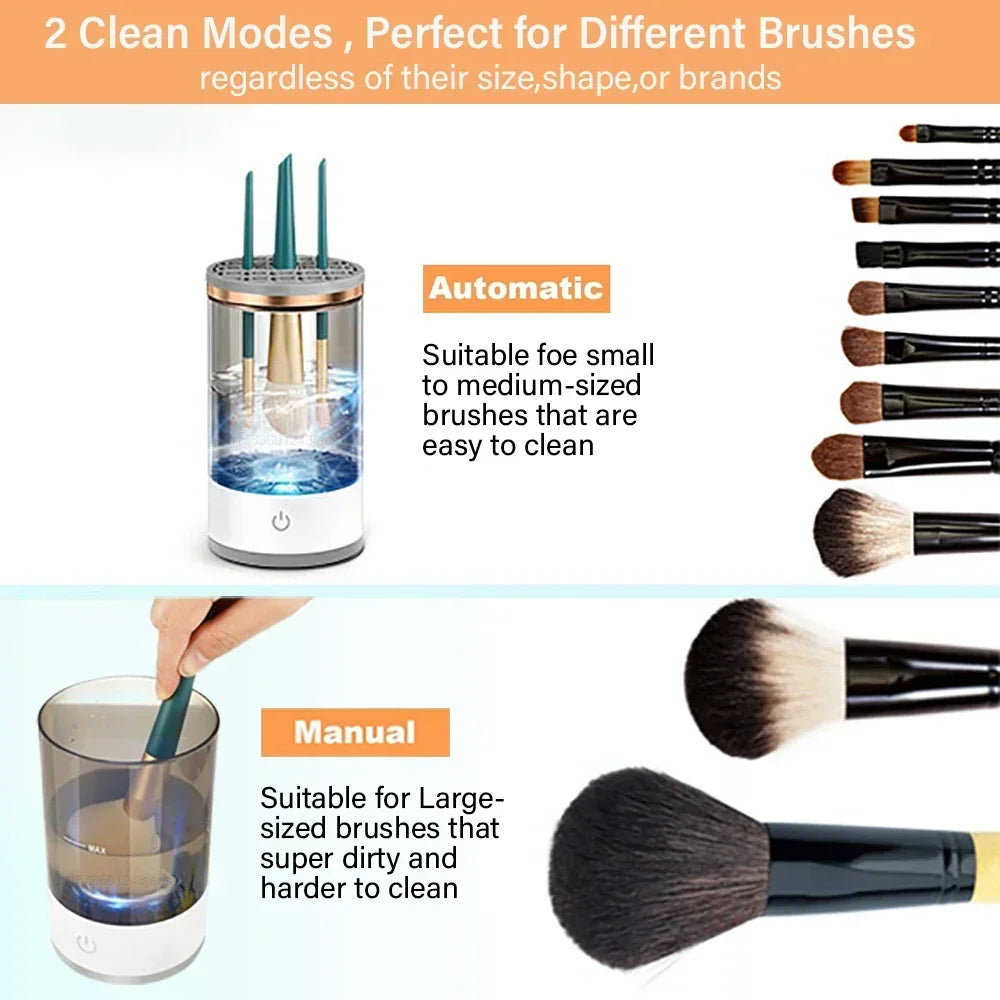 Portable makeup brush cleaner