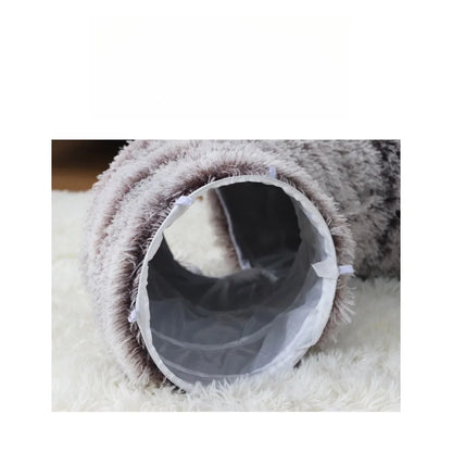 Long Plush Collapsible Donut Cat Tunnel Bed Pet Warm Bed