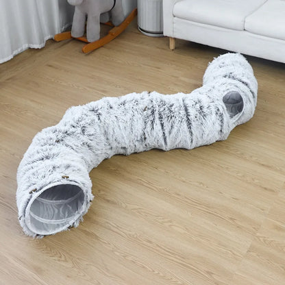 Long Plush Collapsible Donut Cat Tunnel Bed Pet Warm Bed