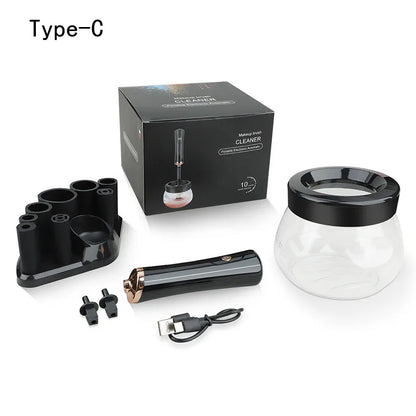 Makeup brush cleaning and drying machine, electric cosmetic automatic brush rotator, with 8 sizes of rubber collar, can be clean
