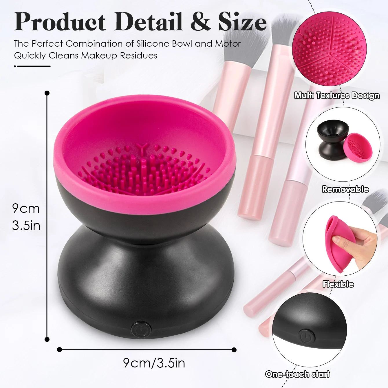 Makeup Brush Cleaner Machine Electric Silicone Cosmetic Brush Cleaner Tool Deep Cleaning Box Makeup Brushes Cleaning Artifact