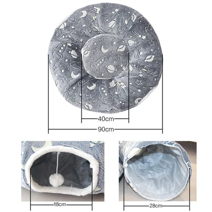 Foldable Cat Tunnel with Washable Bed