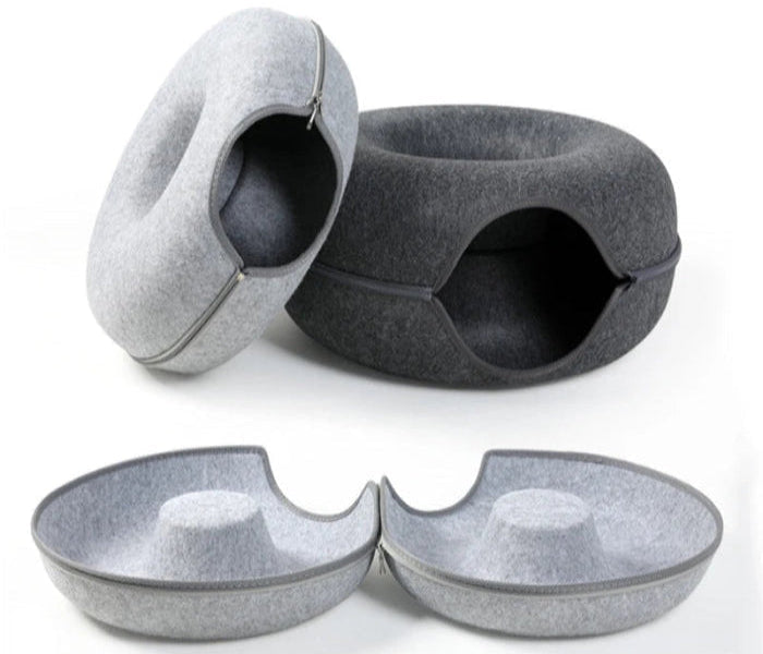 Cat donut tunnel bed